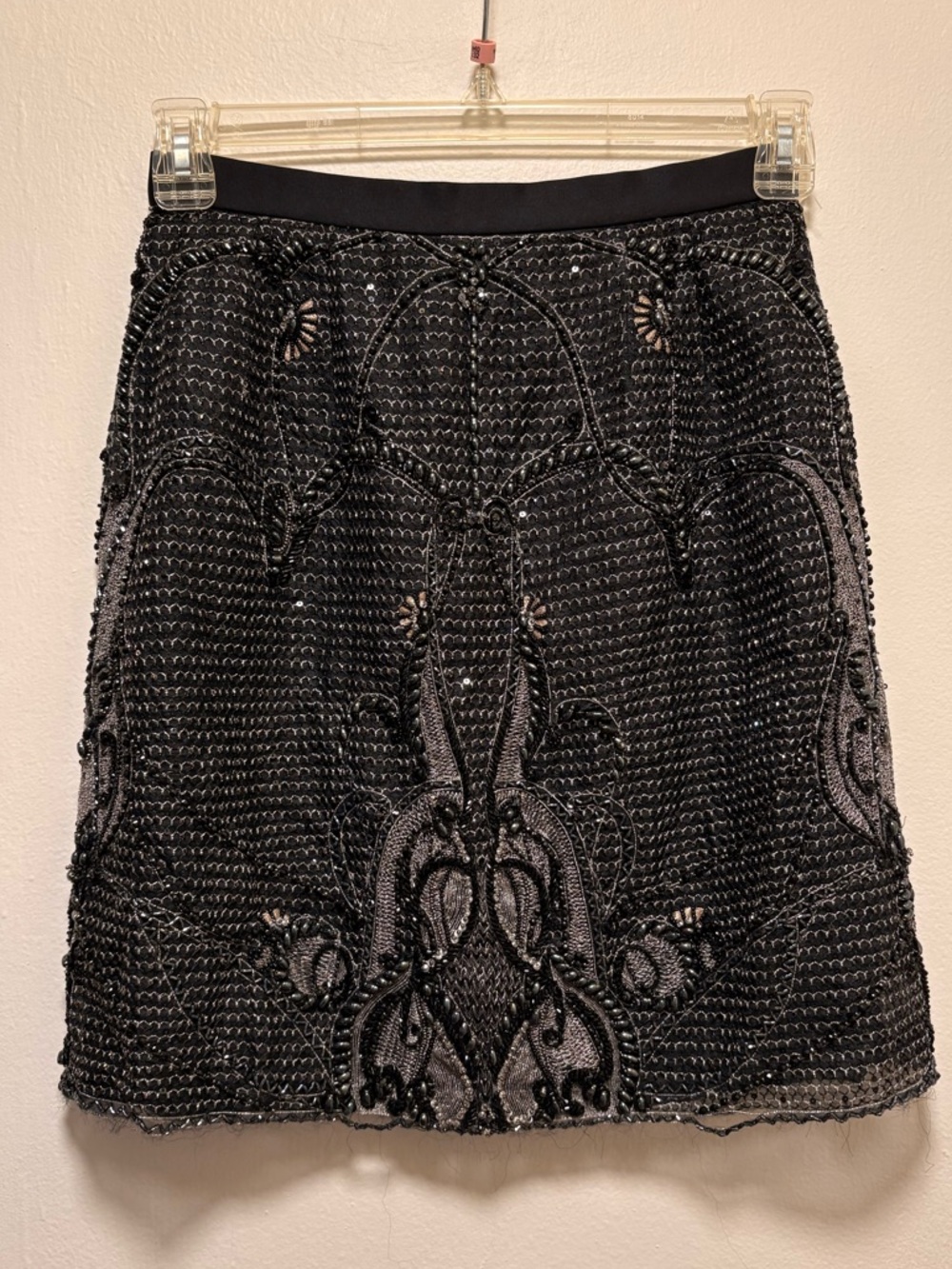 Badgley Mischka Black Beaded Mini Skirt